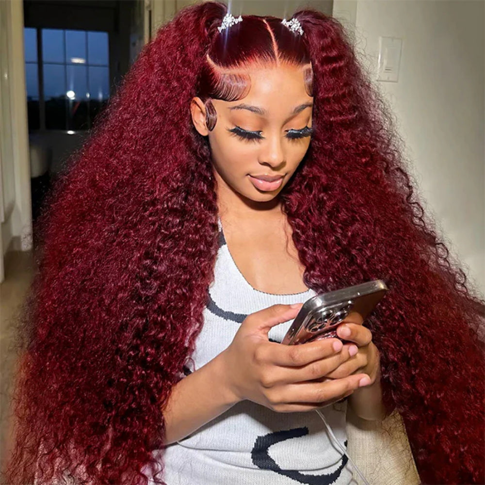 Pizazz 99J Burgundy Lace Front Wigs Human Hair Pre Plucked 12A 13x6 HD Lace Frontal Wigs with Baby Hair