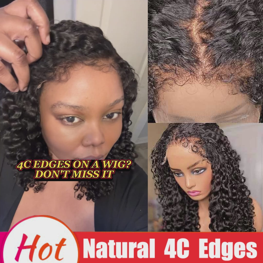 Exclusive Original 4C Edges Invisible Knots Deep Wave Wig Pre Plucked HD Lace Front Human Hair Wig with Baby Hair