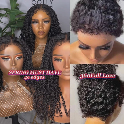 Exclusive Original 4C Curly Edges Kinky Curly Wig 13x4/13x6/360 HD Lace Frontal Human Hair Wig With Super Natural Hairline