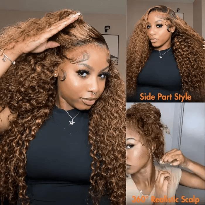 Water Wave 360 Lace 180% Density 4/27 Highlight Pre-bleached & Pre-plucked & Pre-Cut Lace Wig