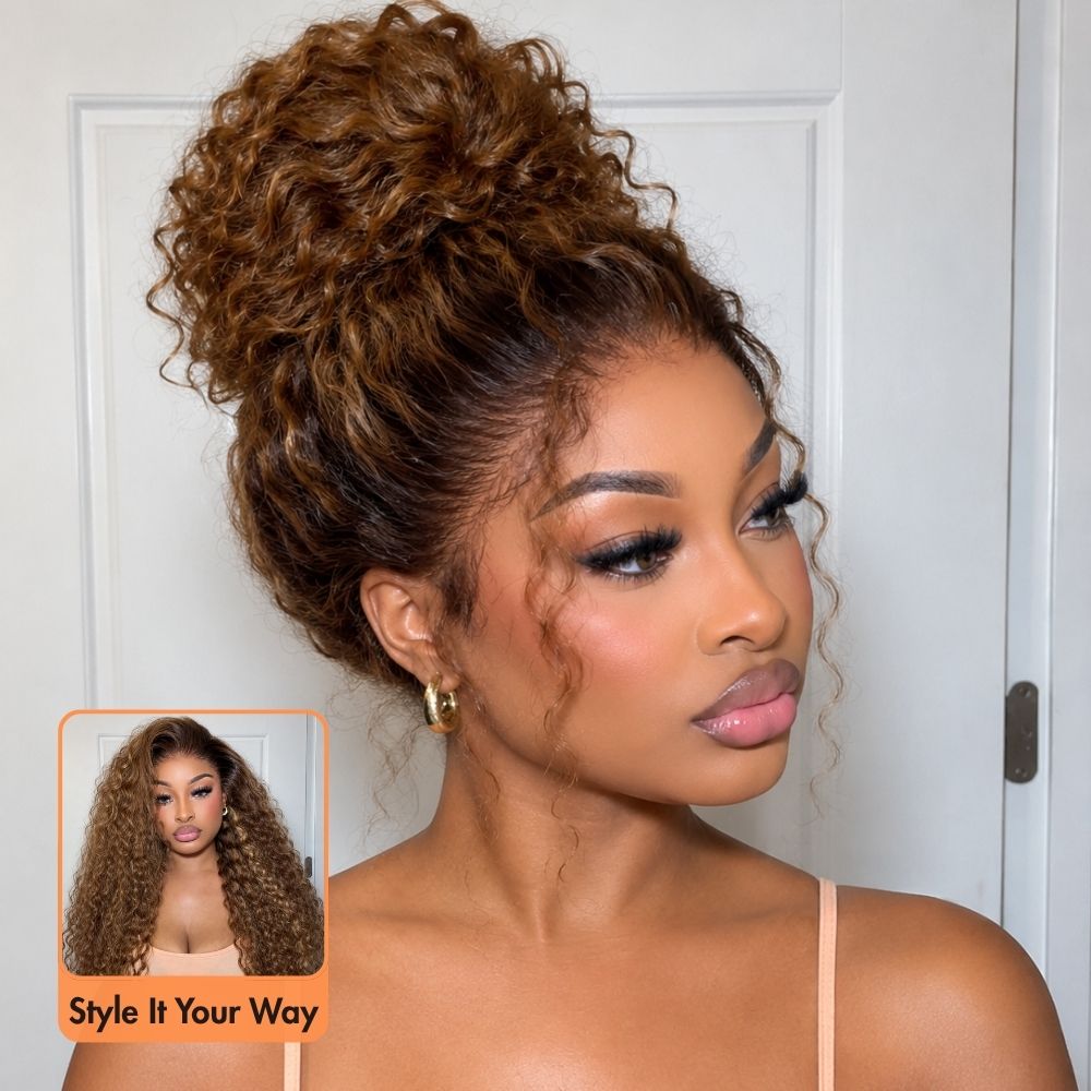 Water Wave 360 Lace 180% Density 4/27 Highlight Pre-bleached & Pre-plucked & Pre-Cut Lace Wig