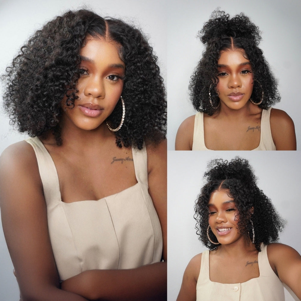4c Edges kinky Curly Wig Human Hair Undetectable Invisible 360 HD Lace Frontal Wig