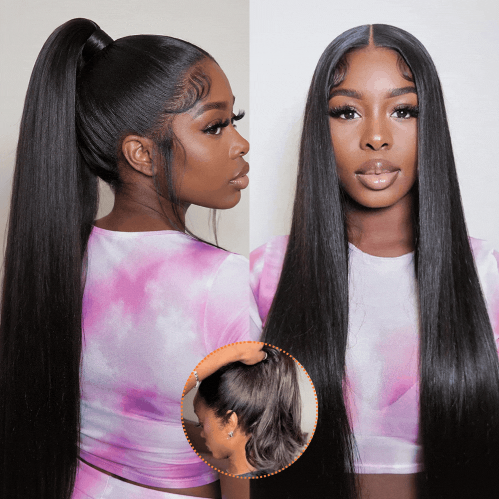 360 HD Lace Frontal Silky Straight 220% Density Human Hair Wig with Bleached Knots & Invisi Strap Snug Fit