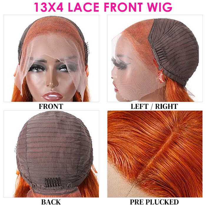 Ginger Lace Front Wigs Human Hair 13x4 HD Lace Wig with Pre-plucked Hairline