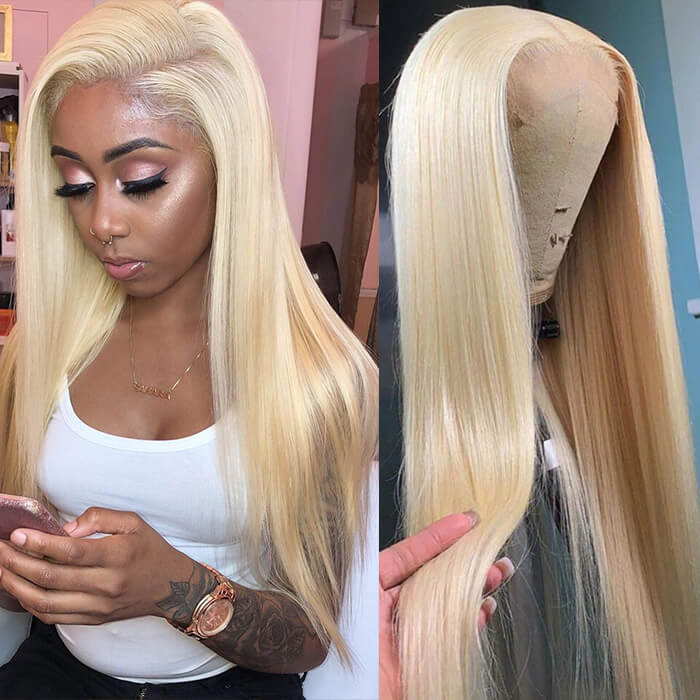 Straight Hair 613 Blonde Human Hair Wigs 5x5 HD Transparent Lace Closure Wigs