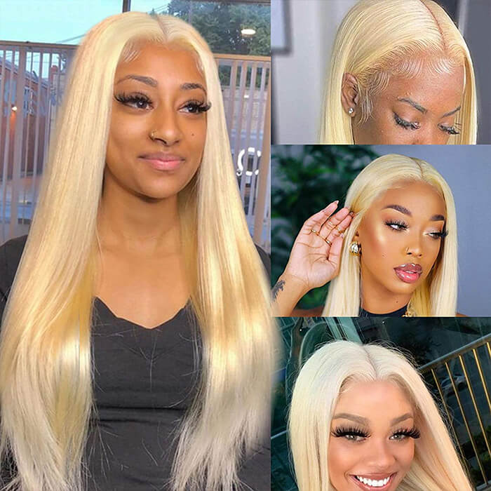 Straight Hair 613 Blonde Human Hair Wigs 5x5 HD Transparent Lace Closure Wigs