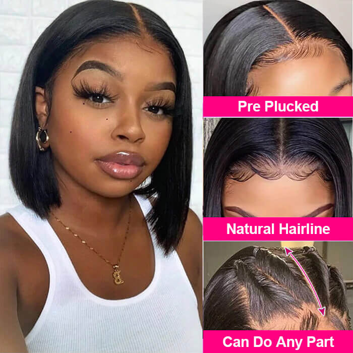 Short Bob Wigs Human Hair 5*5 Straight Lace Closure Bob Wigs For Women