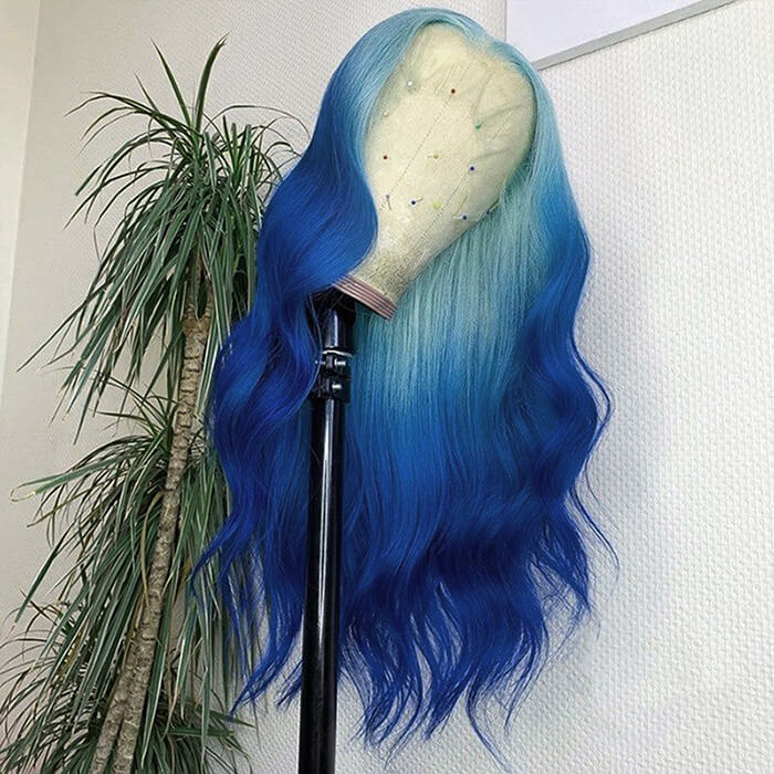 Adore Baby Blue Ombre Color 13x4 HD Lace Front Wigs 100% Human Virgin Hair Wigs