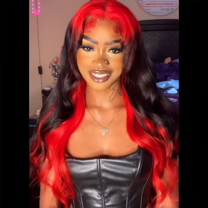 Demon Red & Black Two Tones 13*4 HD Lace Human Hair Wigs