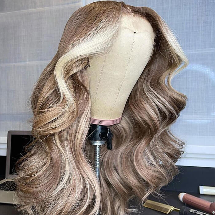 #P18/613 Ash Blonde Highlight Lace Front Wigs Color Body Wave HD Lace Wigs