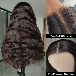 Body Wave 13x4 Pre Cut HD Lace Frontal Human Hair Wigs Glueless Wear And Go Wigs For Beginners