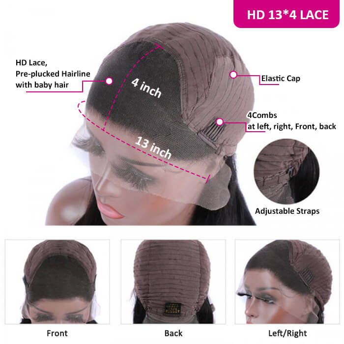 Ombre Highlight Dark Burgundy with Rose Red 13x4 Lace Frontal Wig Body Wave