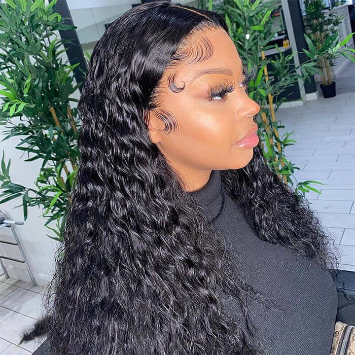 Natural Water Wave 13x4 Lace Frontal Wigs Virgin Human Hair Wet and Wavy Wigs-Pizazz Hair
