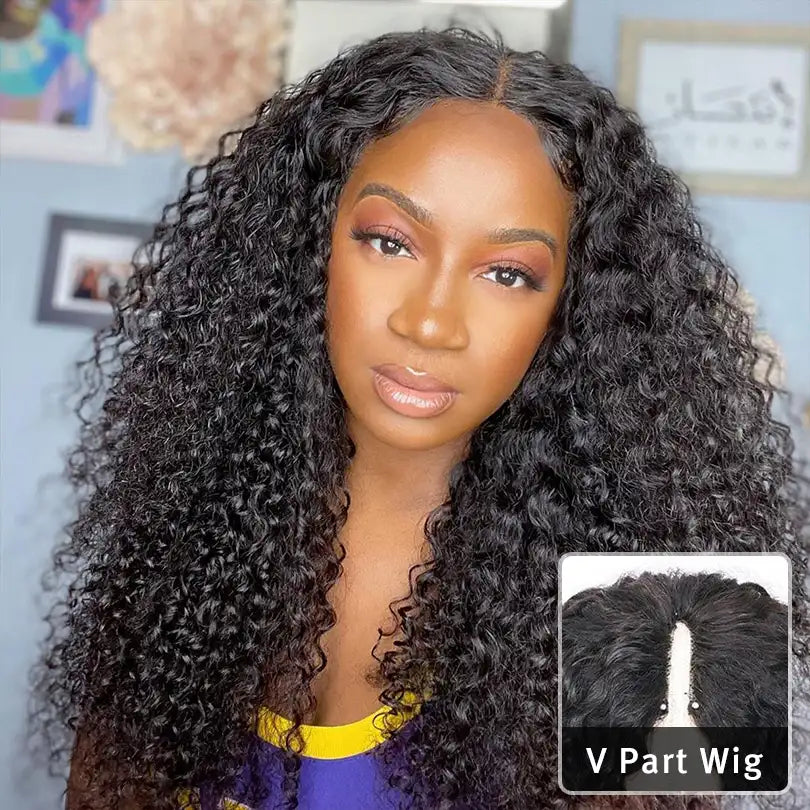 Affordable V Part Curly Wig Popular Human Hair Wigs Easy Install Wig