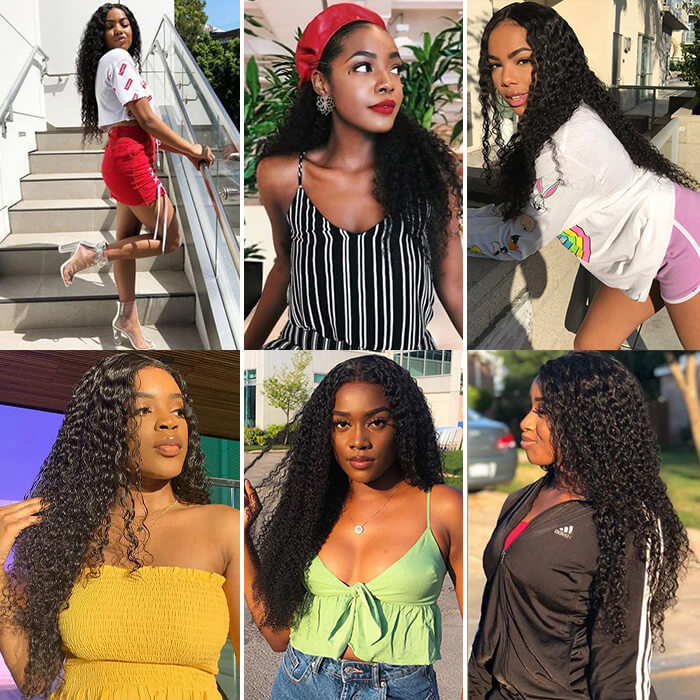 Peruvian 100% Human Hair Virgin Curly Hair 3/4 Bundles with 4*4 Lace Closure On Sale