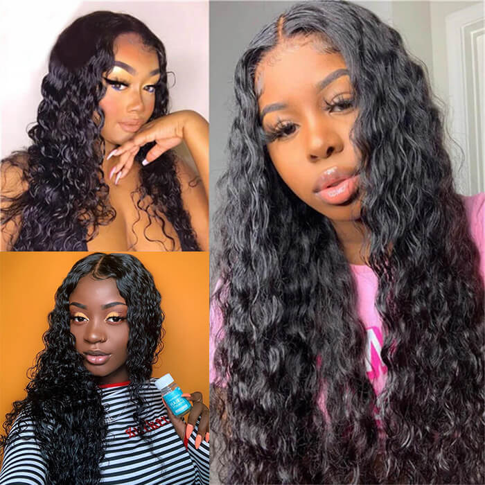 Water Wave HD Invisible Lace Front Human Hair Wigs with Natural Looking Hairline