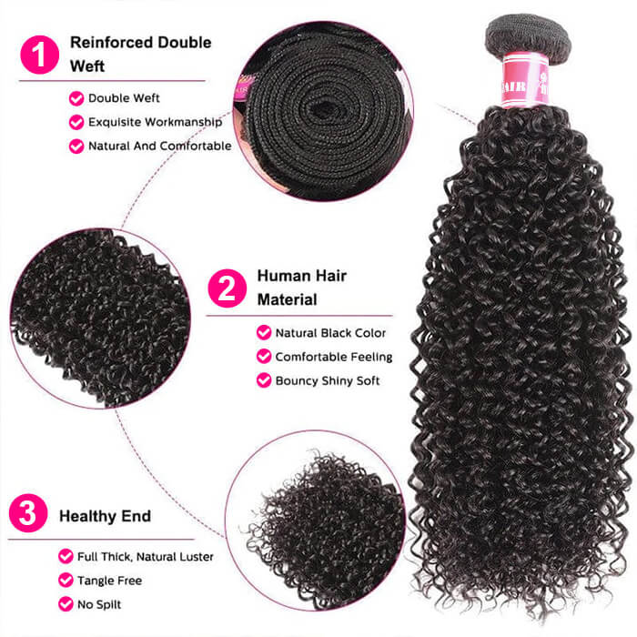 Brazilian Virgin Curly Hair 3 Bundles With 4*4 Lace Closure, Unprocessed Human Hair Extension