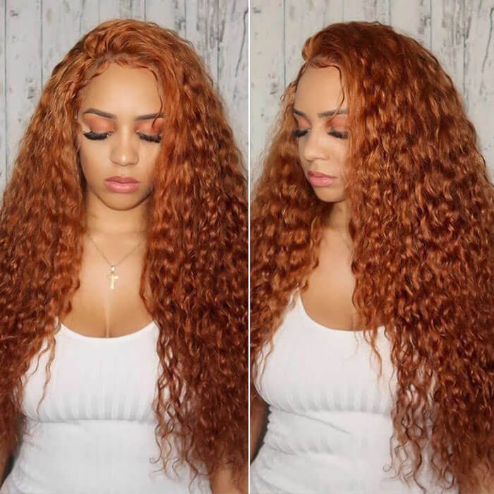 Ginger Color Water Wave 13*4/13*6 HD Lace Front Wigs 150% -220% Density Fall Color Human Hair Wigs