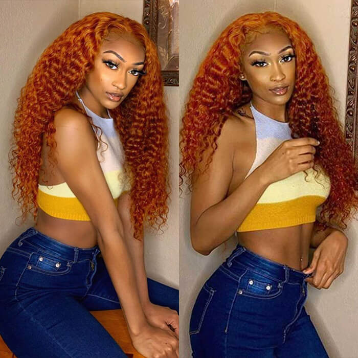 Ginger Color Wigs Deep Wave 13*4/13*6 HD Lace Front Wigs Human Hair
