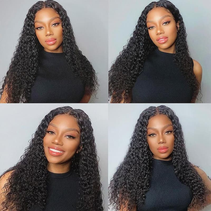 Curly 3 Bundles Virgin Human Hair Weft With 13x4 Frontal Closure