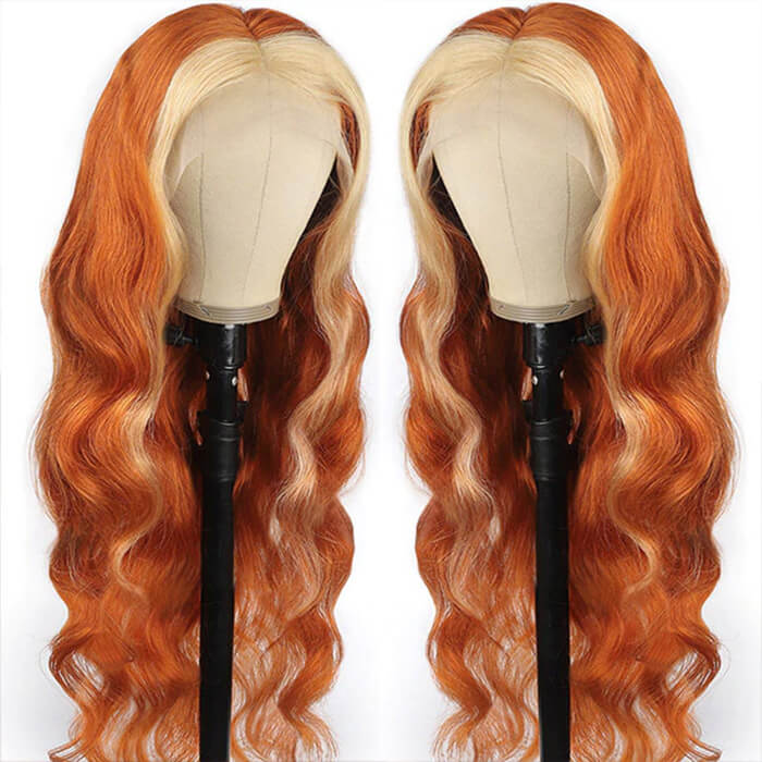 Ginger Wig With Blonde Highlights 13x4 HD Lace Front Human Hair Wigs