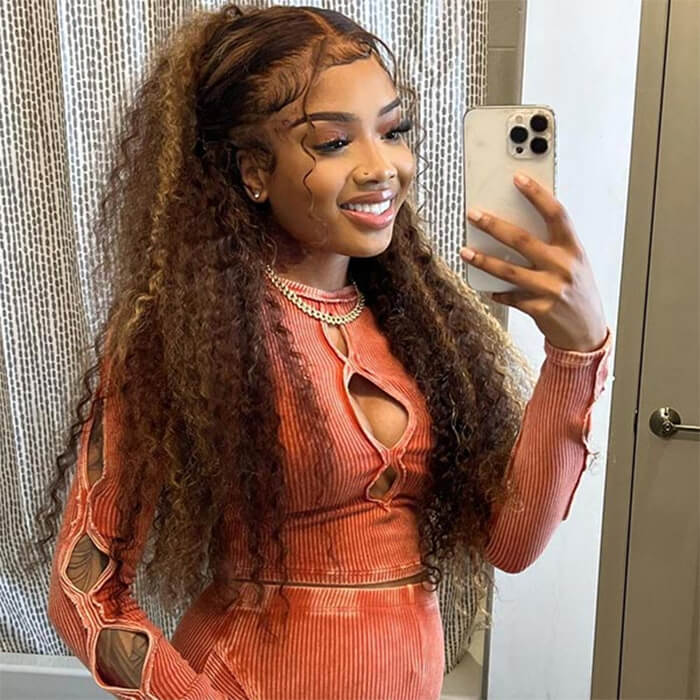 Piano Color Tiny Knots Highlight Human Hair Wigs For Women 13x4 HD Lace Front Wigs For Sale