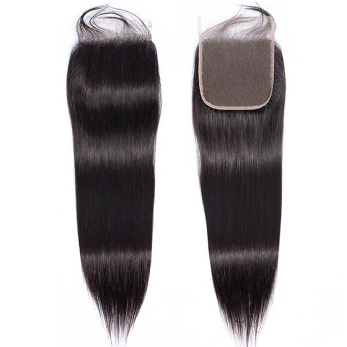 Straight Hair 4x4 Lace Closure Free Part 100% Human Virgin Hair Natural Color