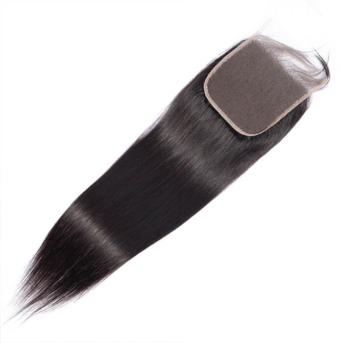 Straight Hair 4x4 Lace Closure Free Part 100% Human Virgin Hair Natural Color