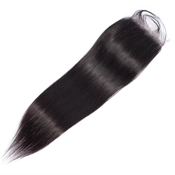 Straight Hair 4x4 Lace Closure Free Part 100% Human Virgin Hair Natural Color