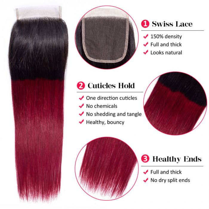 T1B/99j Ombre Straight Human Hair