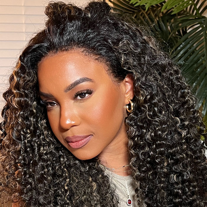 HD Transparent 13x4 5x5 Blonde Highlight Lace Frontal Wig Curly Human Hair Wigs