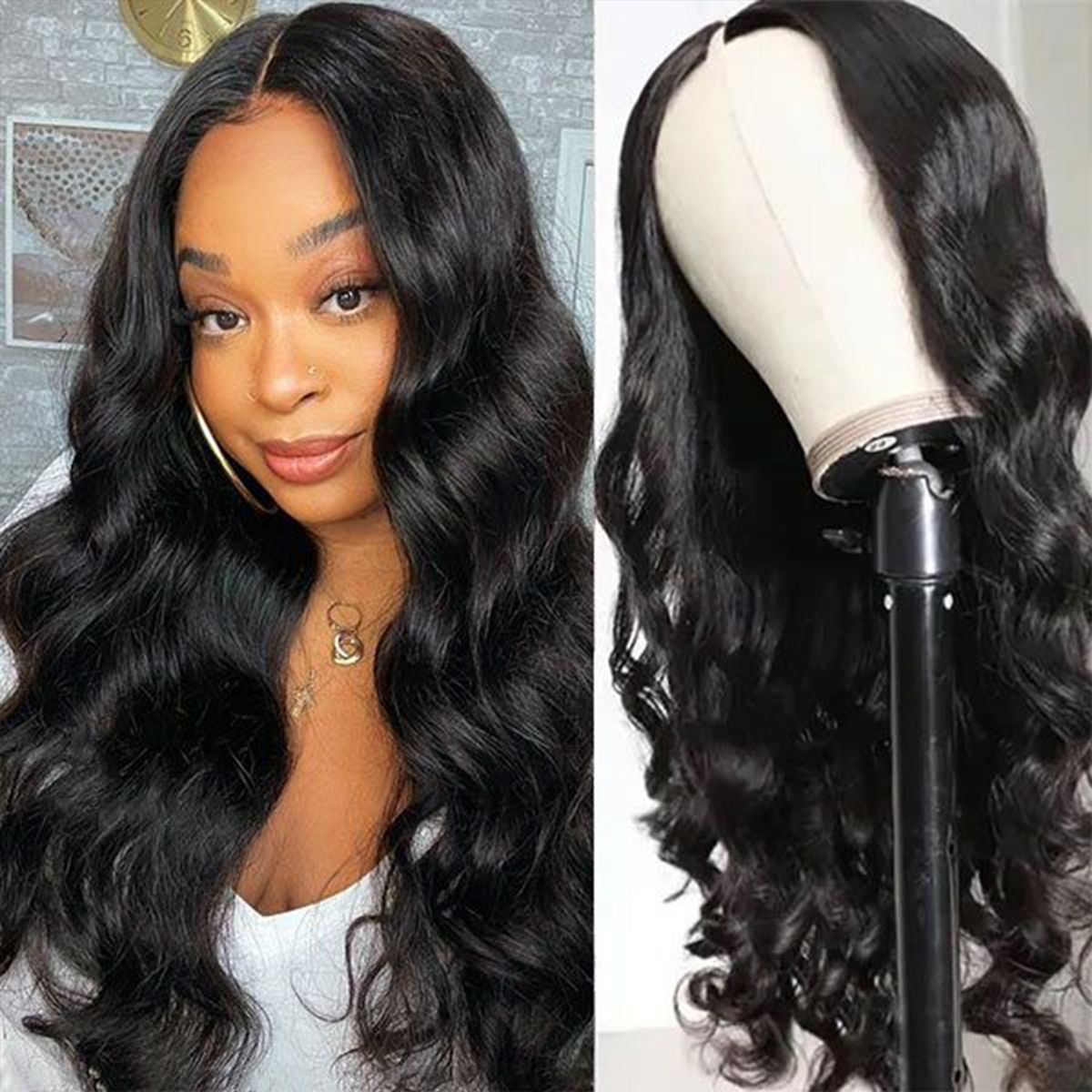 Body Wave Glueless Thin Part Wig V Part Wig Human Hair Wigs Wear And Go Wig