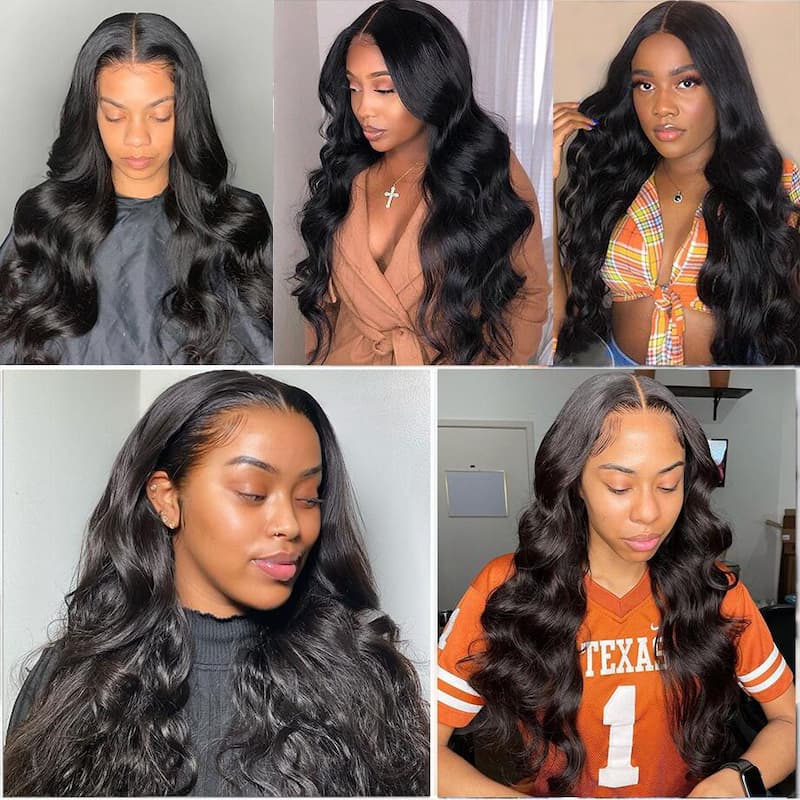 Body Wave 3 Bundles Virgin Human Hair Weft With 13x4 Frontal Closure