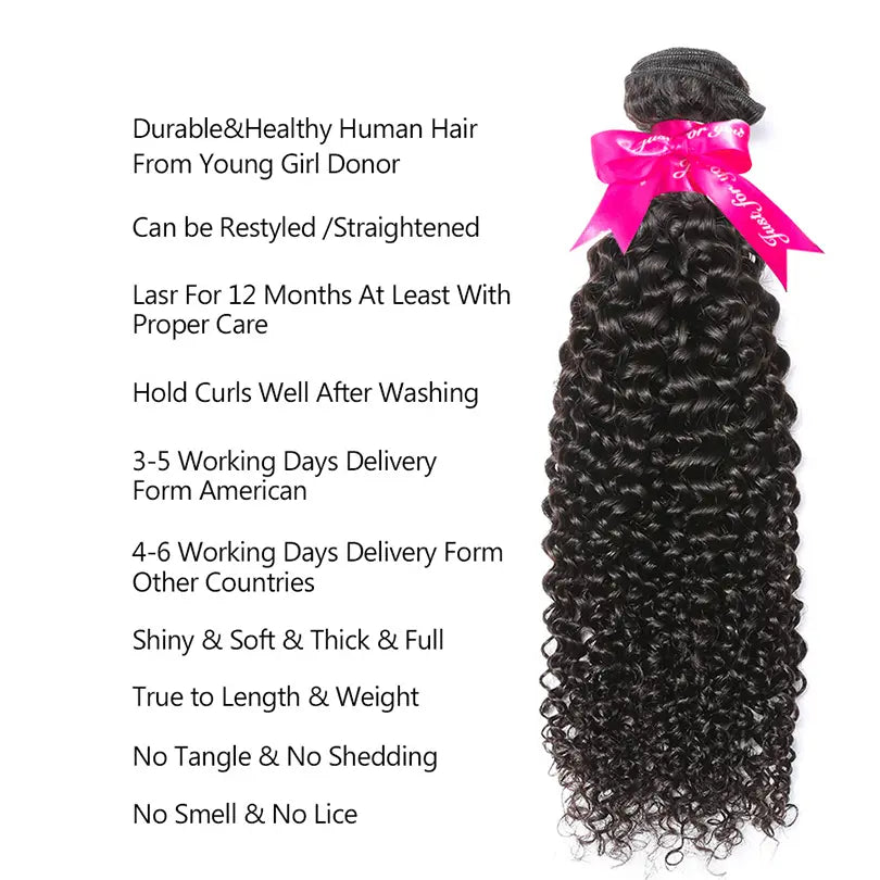 Curly 3 Bundles Virgin Human Hair Weft With 13x4 Frontal Closure