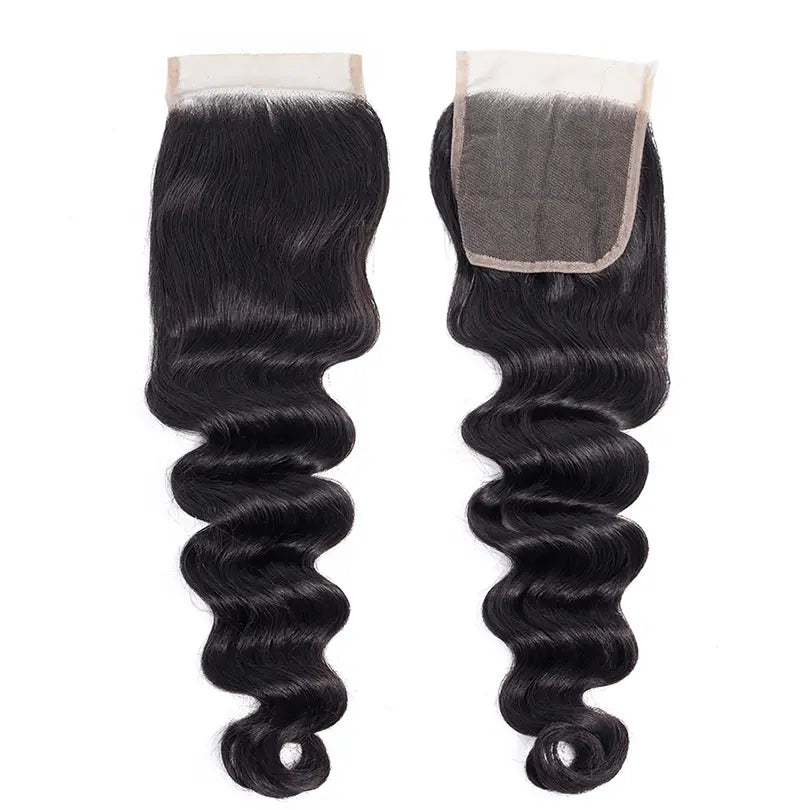 Loose Deep 3 Bundles Hair Weft With 4x4 Lace Closure Virgin Human Hair