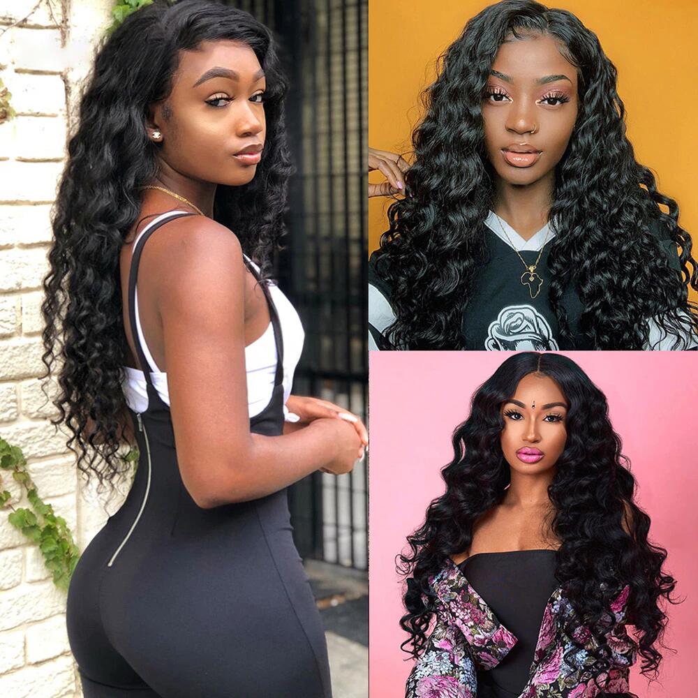 Loose Deep 3 Bundles Hair Weft With 4x4 Lace Closure Virgin Human Hair