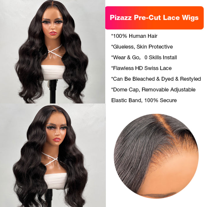 Body Wave 13x4 Pre Cut HD Lace Frontal Human Hair Wigs Glueless Wear And Go Wigs For Beginners