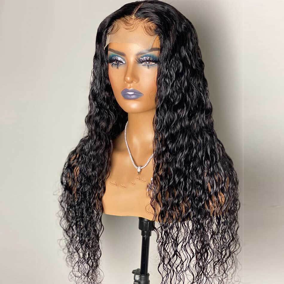 Water Wave Human Hair Wigs 5x5 Pre Plucked Wet and Wavy Lace Closure Wigs-Pizazz Hair
