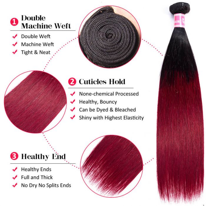 T1B/99j Ombre Straight Human Hair