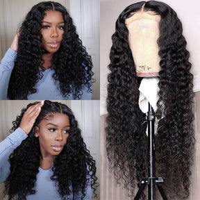 Deep Wave Bleached Knots Lace Human Hair Wigs 13x6 HD Lace Frontal Wig For Women