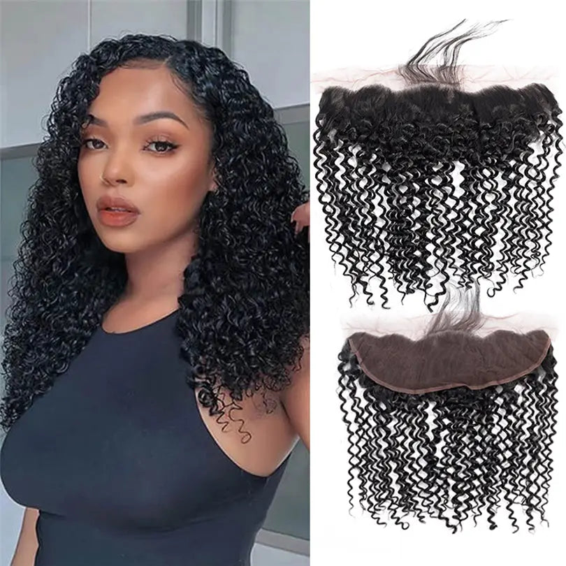 Curly 3 Bundles Virgin Human Hair Weft With 13x4 Frontal Closure