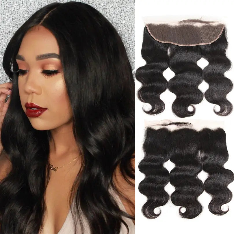 Body Wave 3 Bundles Virgin Human Hair Weft With 13x4 Frontal Closure