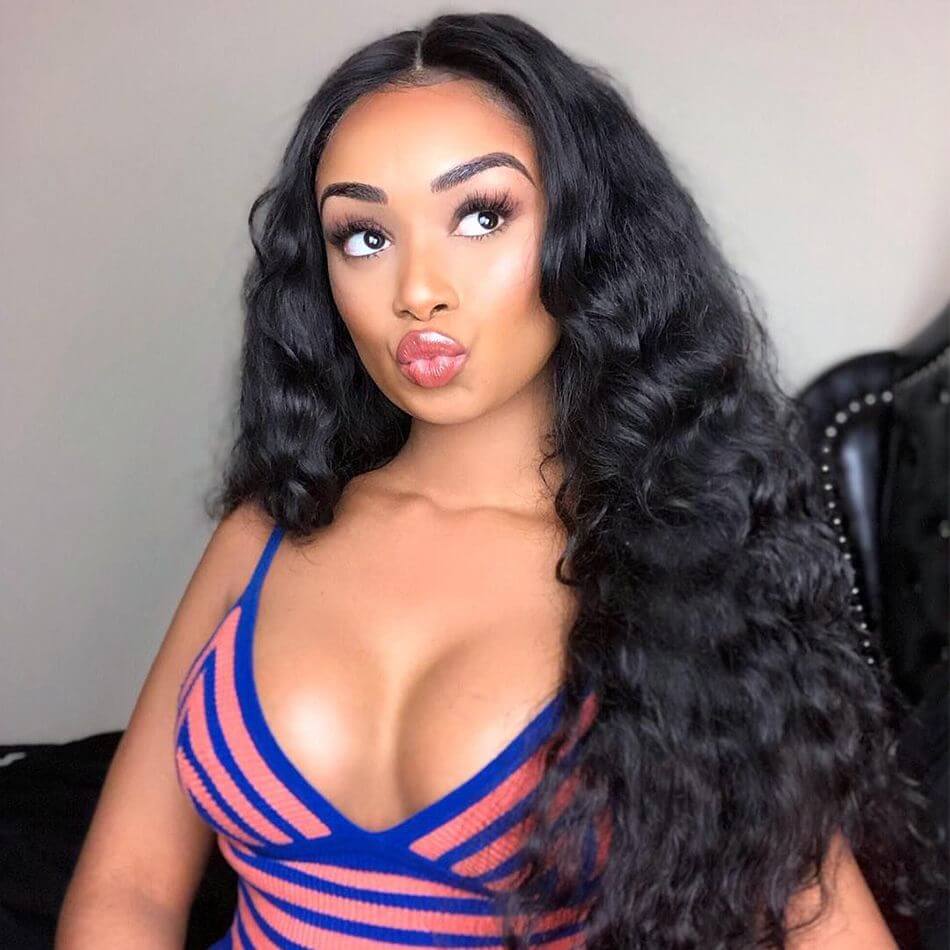 Loose Deep Wave 360 HD Invisible Lace Frontal Human Hair Wigs with Pre Plucked Hairline
