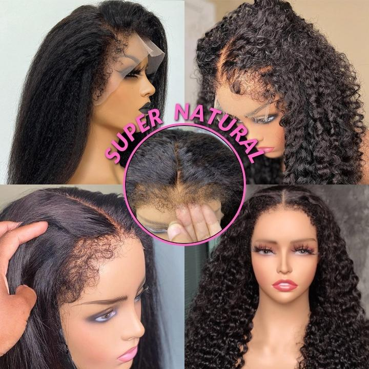 Kinky Straight Wig With Natural 4C Hairline