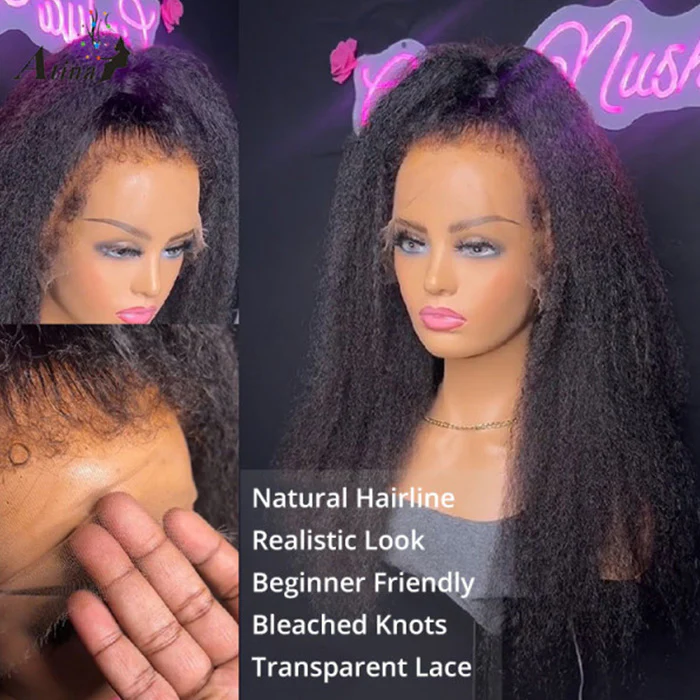 Kinky Straight Wig With Natural 4C Hairline