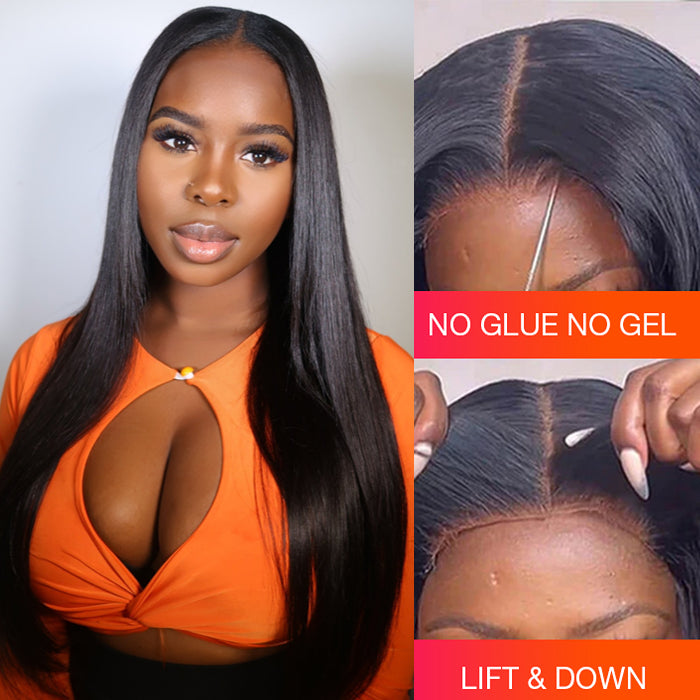 Glueless Wig Human Hair 13x4 Pre Cut HD Transparent Straight Lace Front Wigs Virgin Hair Without Glue