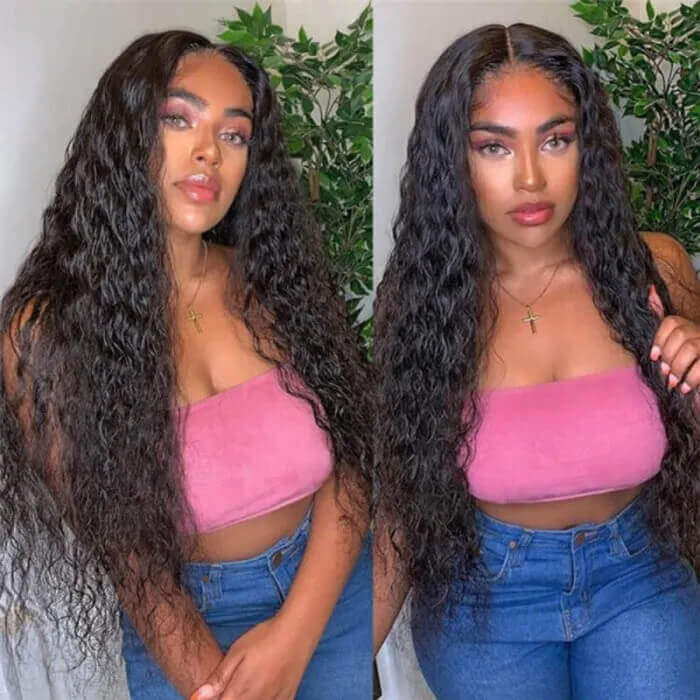 Water Wave Human Hair Wigs 5x5 Pre Plucked Wet and Wavy Lace Closure Wigs