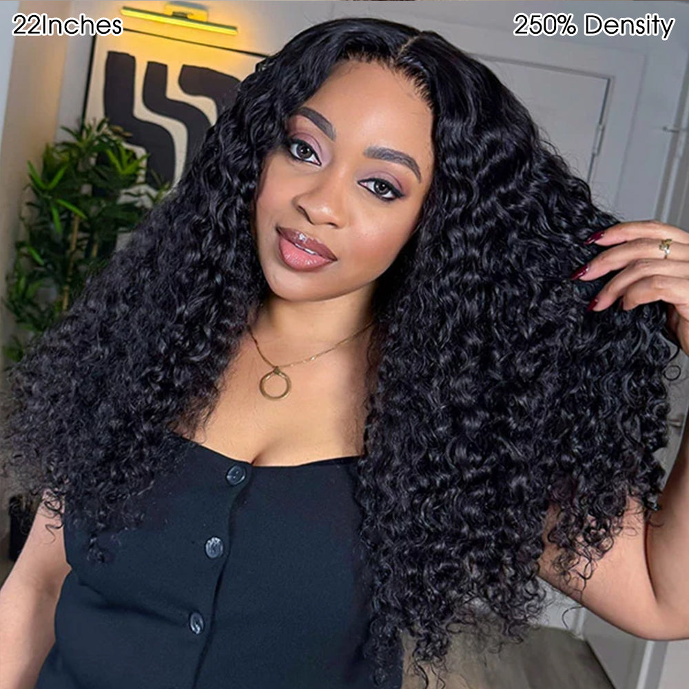 13×6 HD Lace Frontal Wigs Deep Wave Glueless Pre-bleached Knots Wear Go Glueless Wig Human Hair Wigs 180%