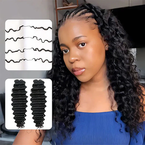 Premium 18 Inch Deep Wave Lightweight Feather Crochet Human Hair Extensions Reusable Natural Deep Wave Crochet Braids