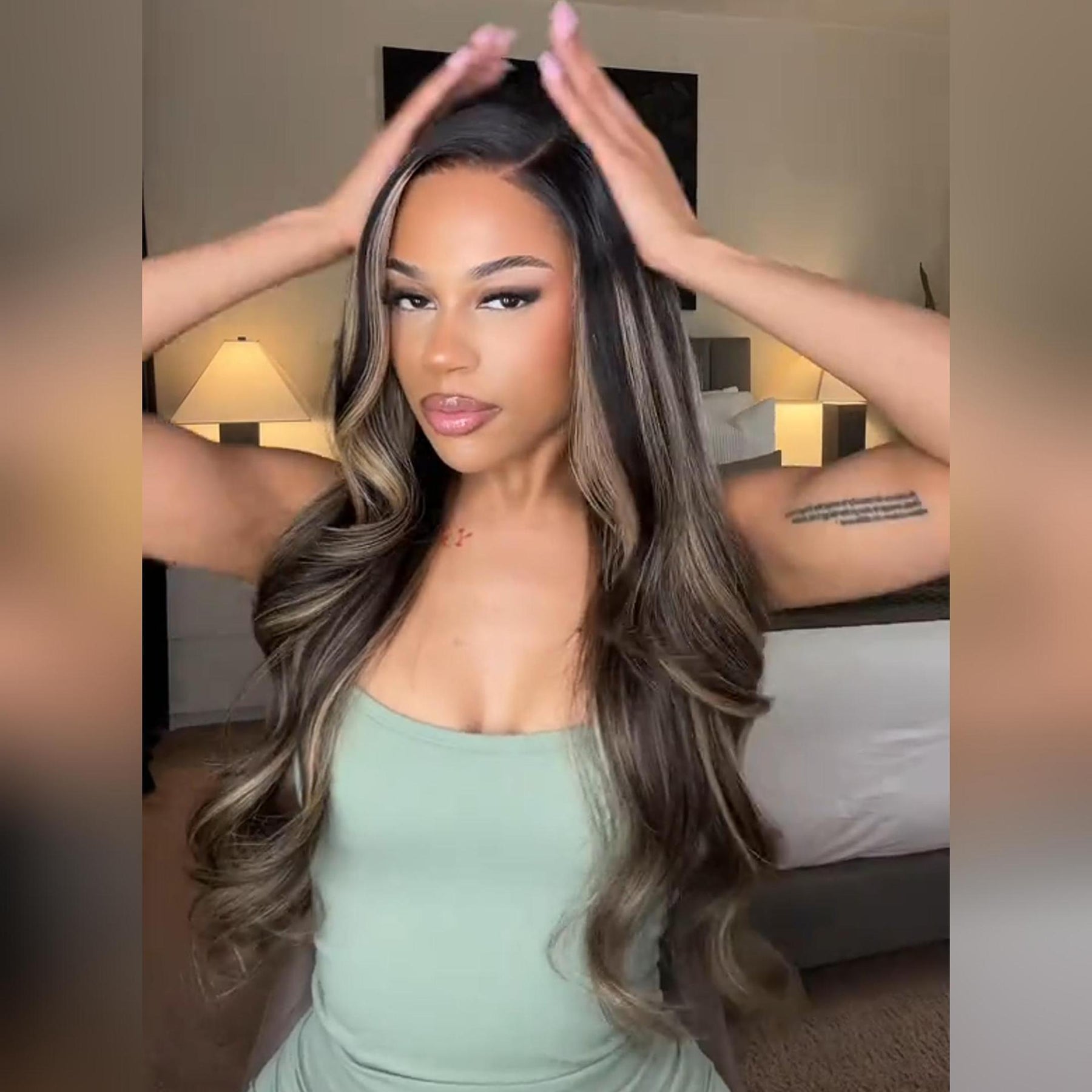 Balayage Highlight 1B/27 Colored 13X6 HD Lace Human Hair Wigs Pre Plucked Hairline 250% Density